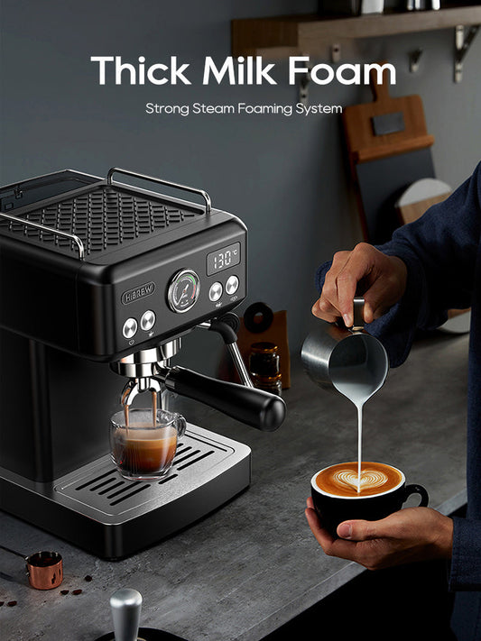 HiBREW H10A espresso machine in Black steaming milk