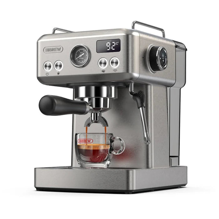 HiBREW H10A coffee machine with G5 Grinder in stainless steel, precise grind control for perfect brewing.