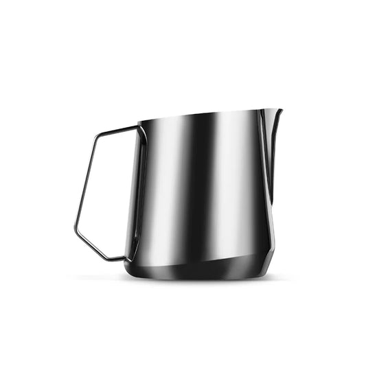 MHW-3BOMBER GT milk pitcher. Glossy steel, unique quadrilateral body, diamond handle for latte art.