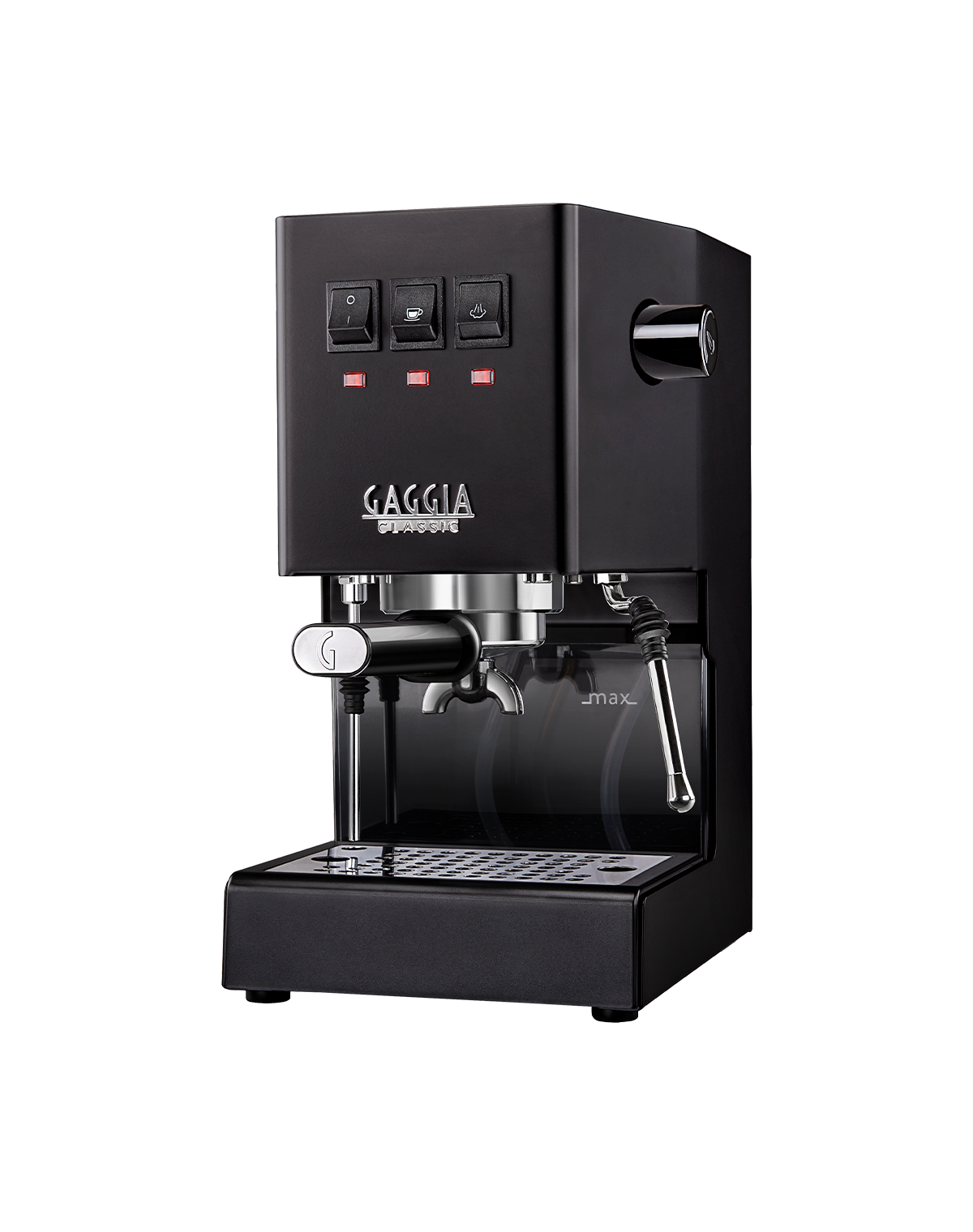 Gaggia Classic Evo Pro espresso machine in black with DF64 Gen II grinder for precise brewing.