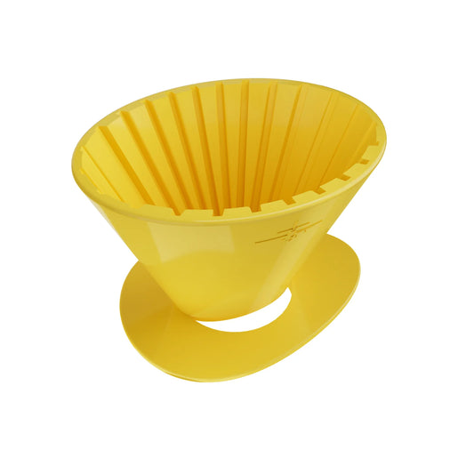 MHW-3BOMBER Oval dripper in yellow, a ribbed cone on an oval base