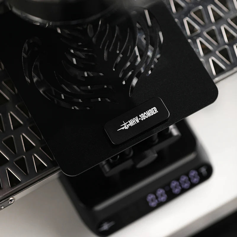 MHW-3BOMBER black coffee scale stand with adjustable height feature and silicone base. 