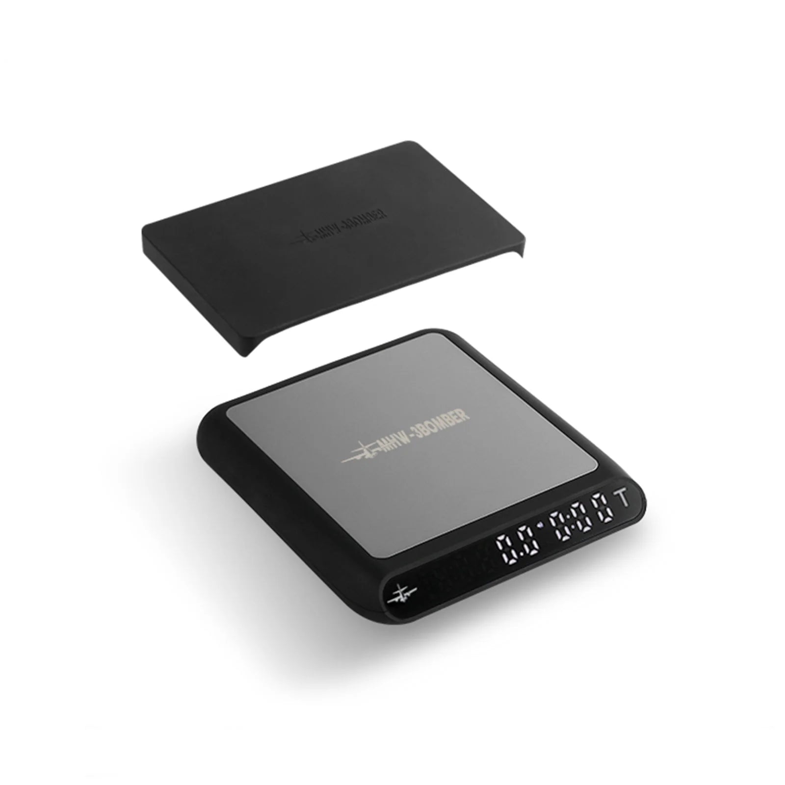 MHW-3BOMBER Formula espresso scale with timer, black. Smart powder-to-liquid ratio display. Includes cover.