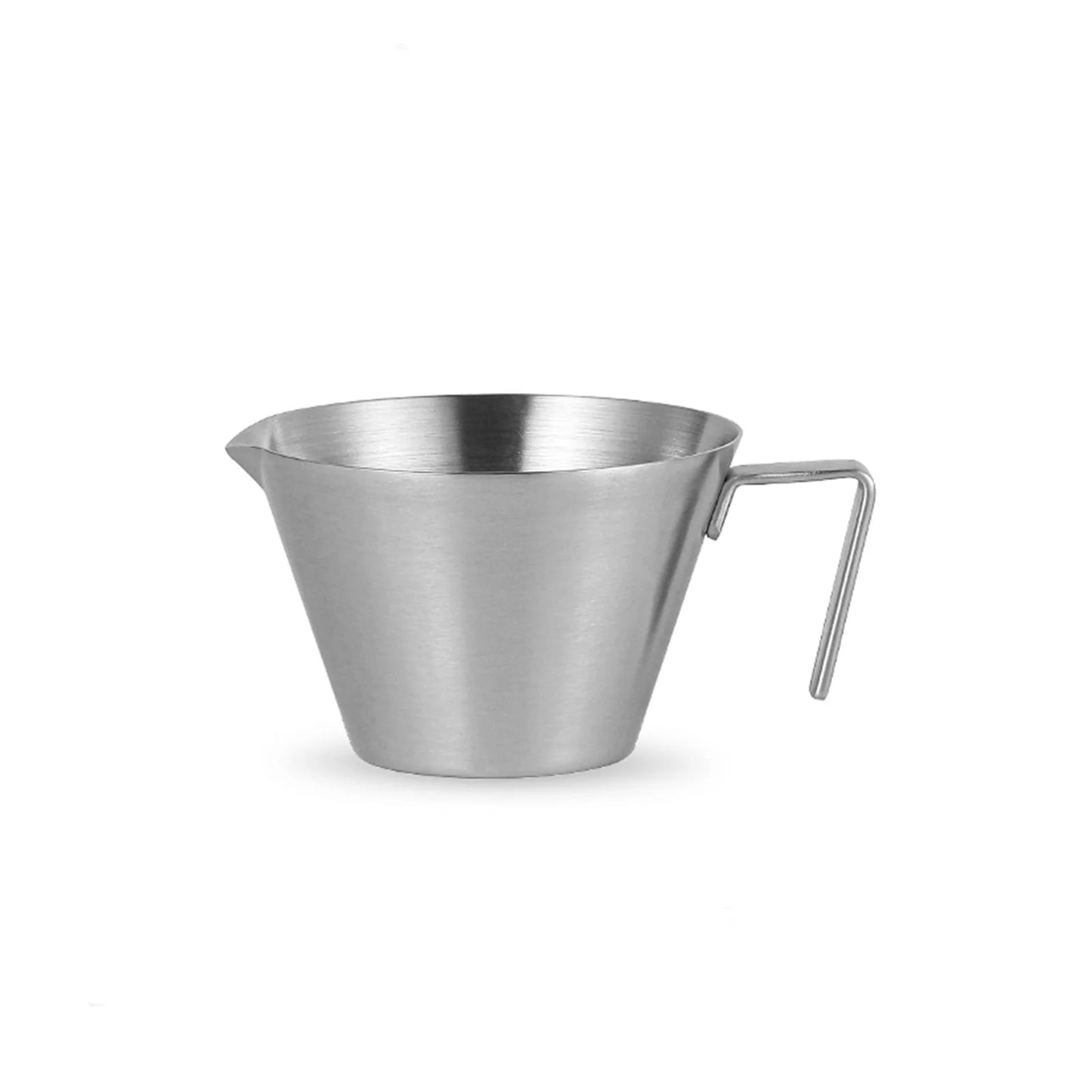 The MHW-3BOMBER Stainless Steel Measuring Cup by MHW-3BOMBER, perfect for coffee brewing, boasts a small spout and a square handle set against a white background.
