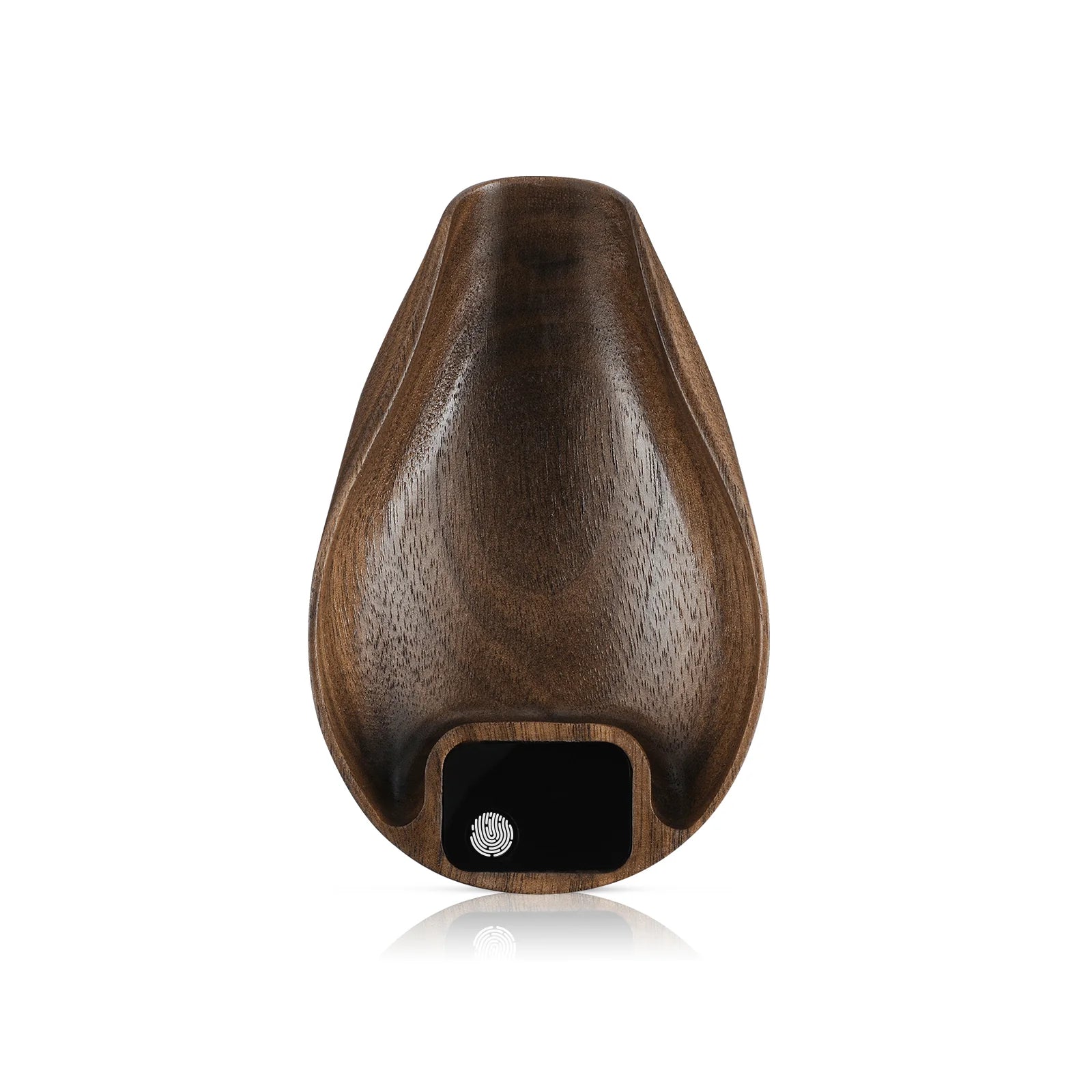 The MHW-3BOMBER Ovo Coffee Scale & Spray Bottle Set is a wooden display piece featuring an espresso-toned finish and teardrop shape. It stands upright on a small black base, combining minimalist design with craftsmanship inspired by the precision of brewing.