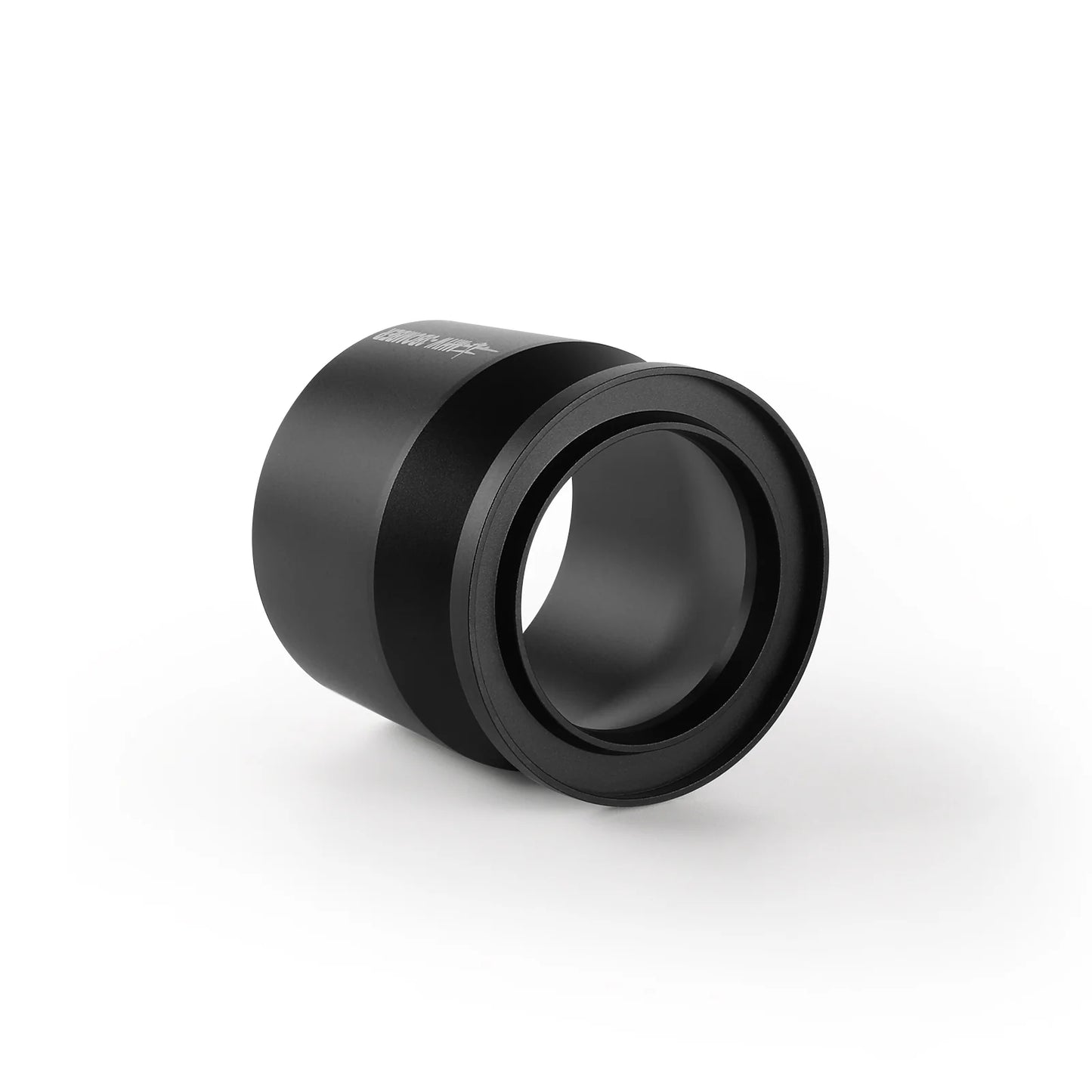 The MHW-3BOMBER Espresso Coffee Powder Dosing Funnel is a sleek, black cylindrical adapter with a smooth finish and visible interior grooves for attachment, set against a plain white background—perfect for home enthusiasts.