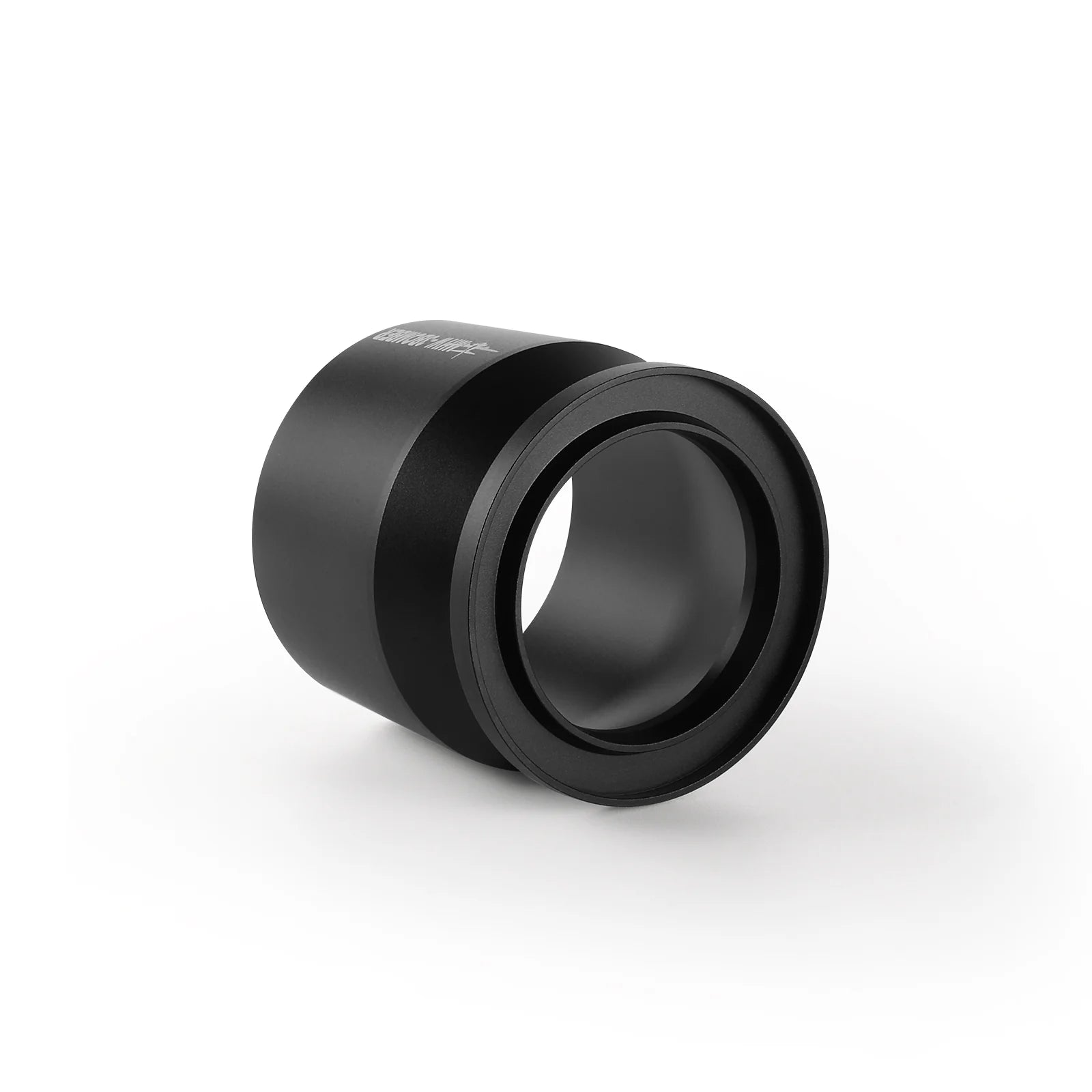 The MHW-3BOMBER Espresso Coffee Powder Dosing Funnel is a sleek, black cylindrical adapter with a smooth finish and visible interior grooves for attachment, set against a plain white background—perfect for home enthusiasts.