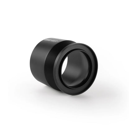 The MHW-3BOMBER Espresso Coffee Powder Dosing Funnel is a sleek, black cylindrical adapter with a smooth finish and visible interior grooves for attachment, set against a plain white background—perfect for home enthusiasts.