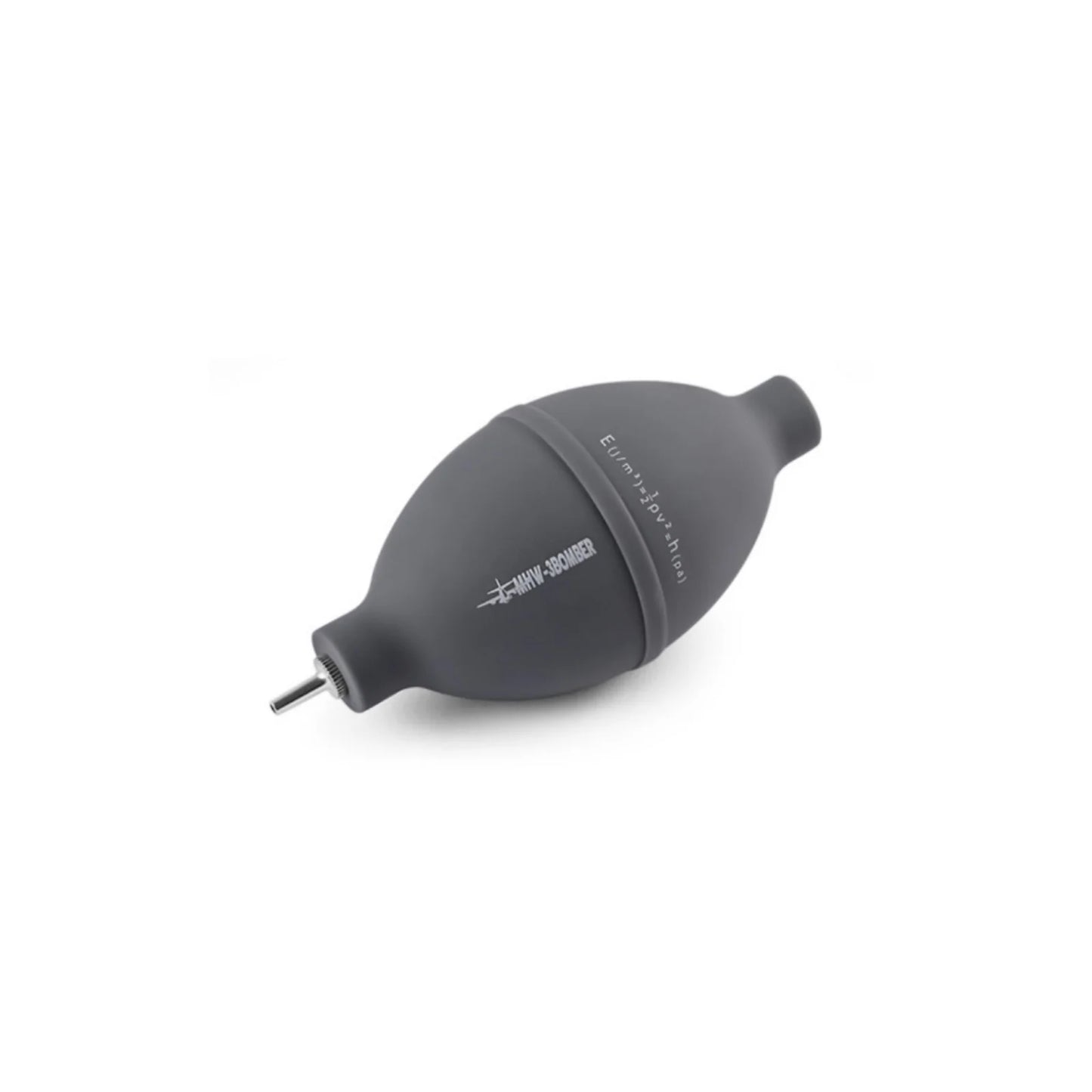 MHW-3BOMBER grey air blower for coffee grinders and camera lens cleaning. Silicone body with stainless steel nozzle.