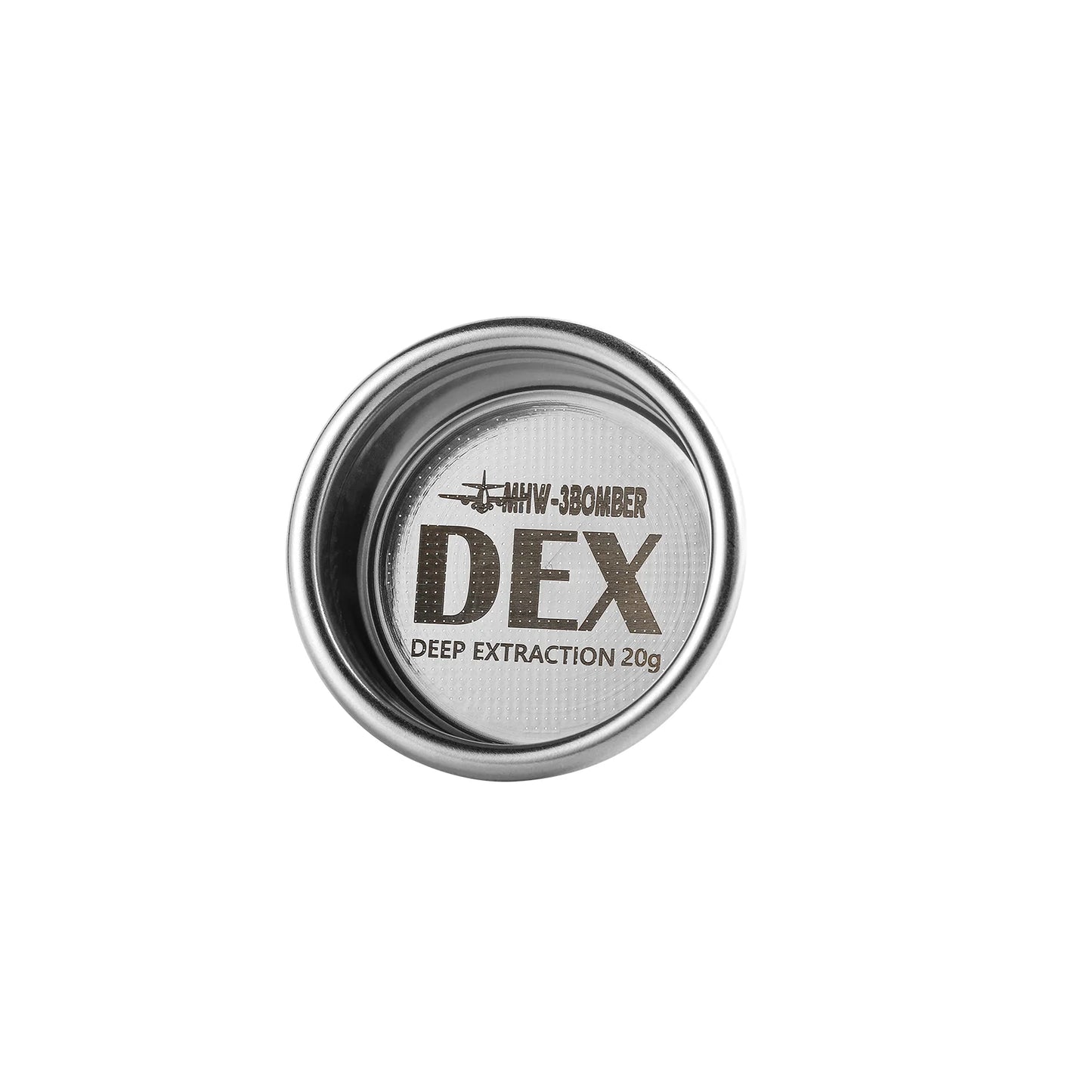 MHW-3BOMBER 58mm DEX filter basket. Stainless steel, with laser etched logo. Deep extraction 20g.