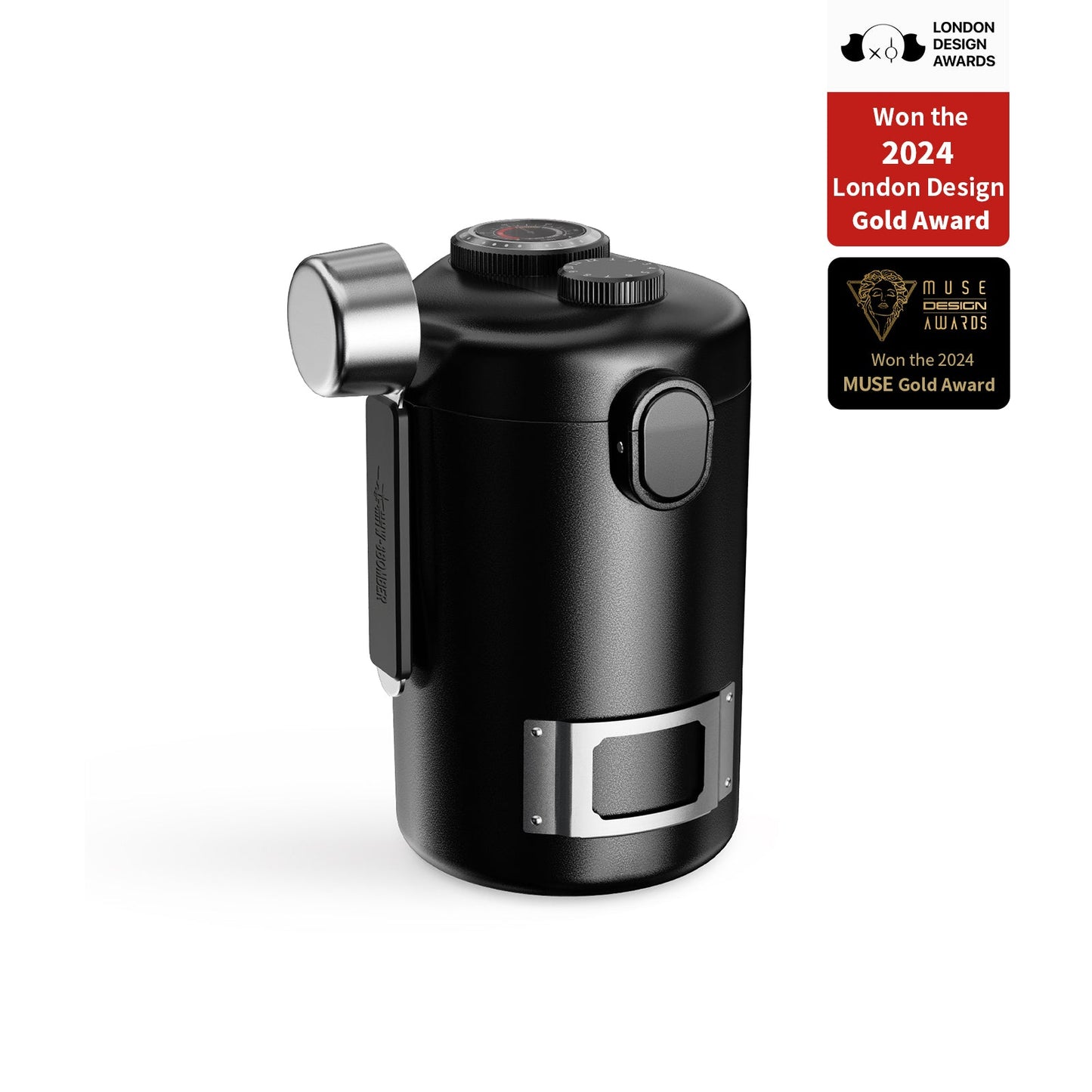 MHW-3BOMBER Gambo Sealed Canister. Black coffee bean storage with magnetic spoon, date recording. Award winning design.