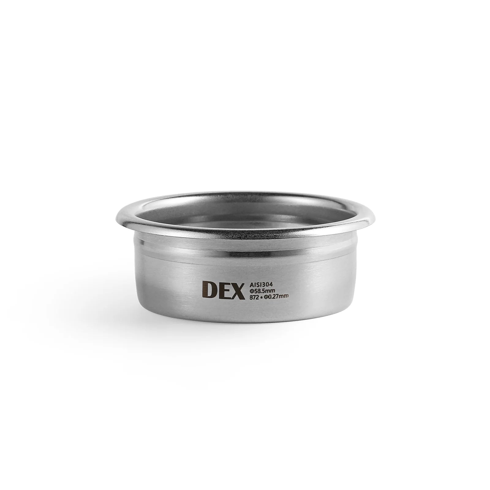 DEX 58mm stainless steel filter basket for espresso portafilter. Precise holes for better extraction.