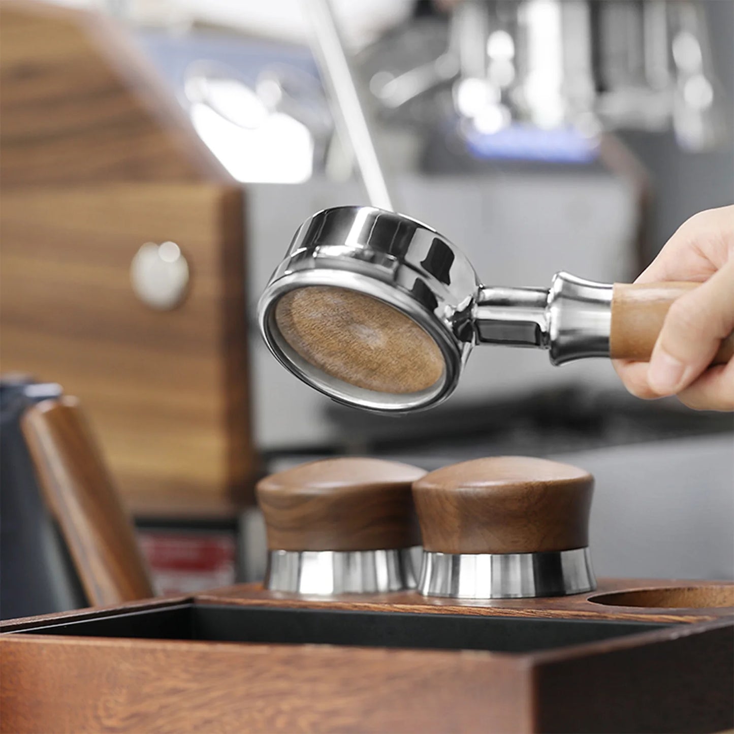 MHW-3BOMBER paper filter in portafilter. Coffee filter for espresso machine.