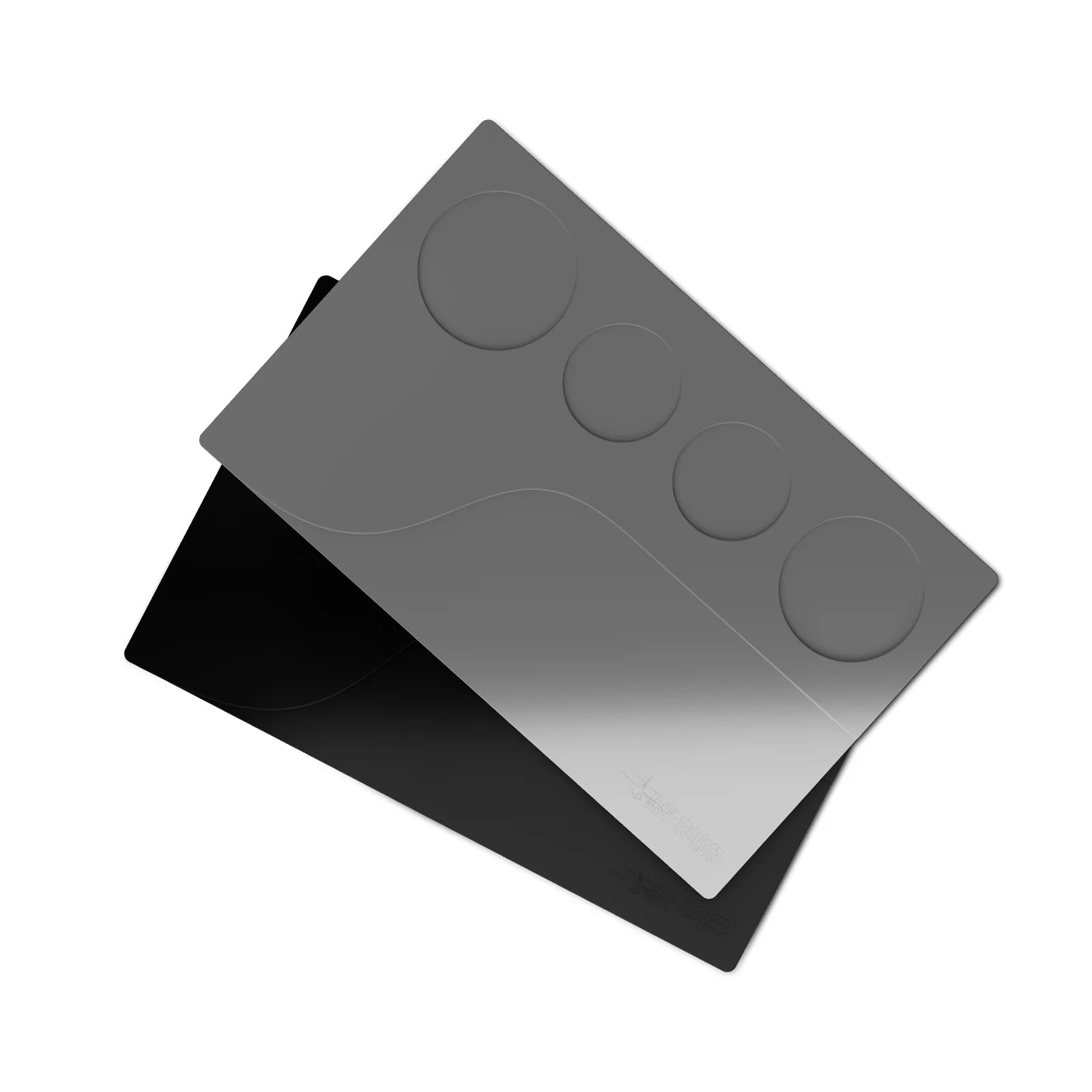 MHW-3BOMBER YU Series tamping base. Silicone mat in gray and black with circle indentations for tools.