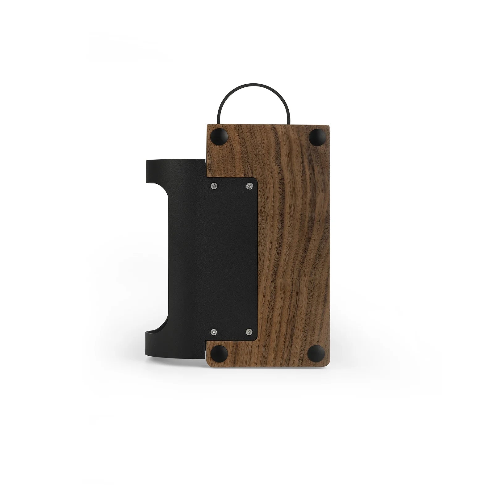 MHW-3BOMBER Coffee Energy Tube Set: wood and black, single dose coffee bean container with handle.