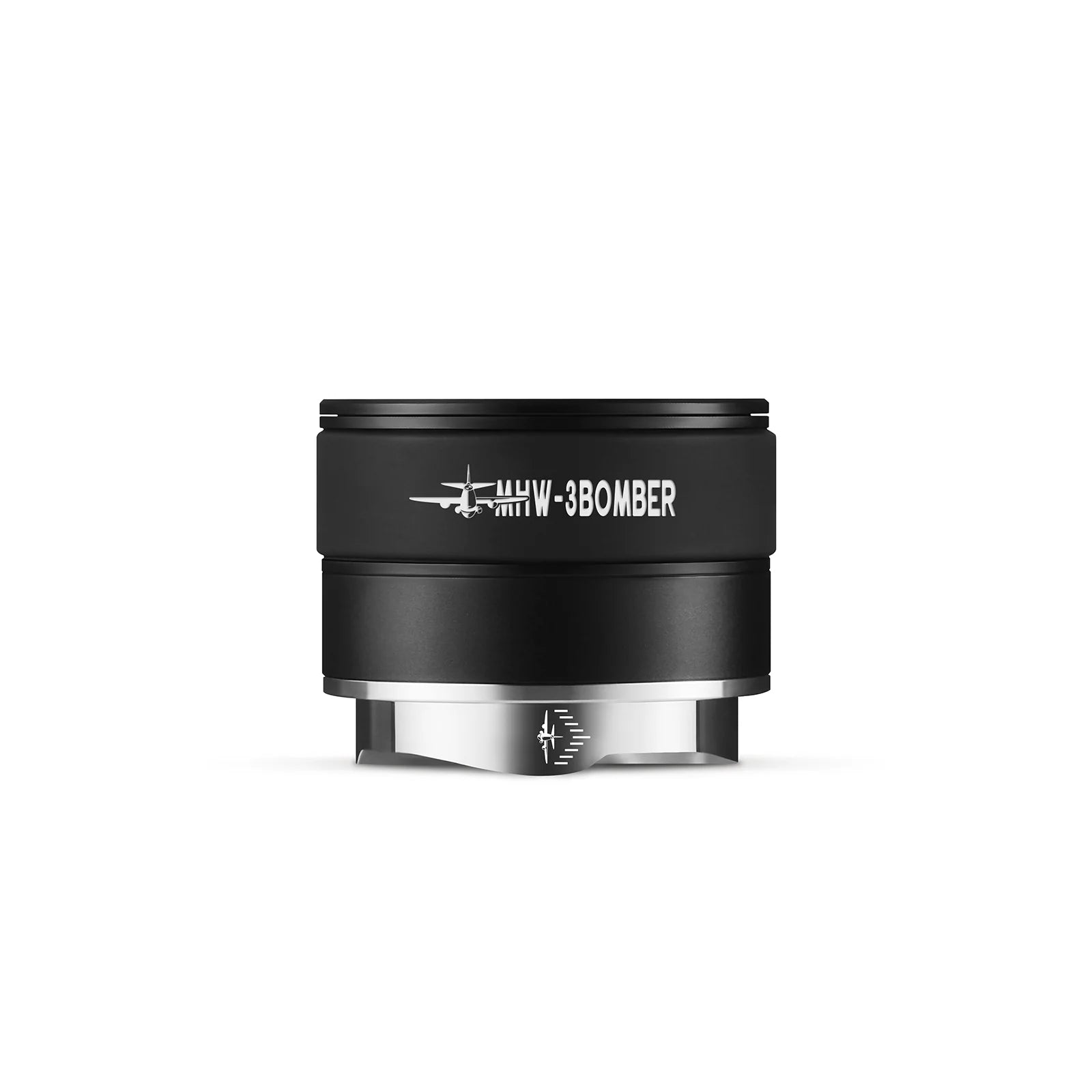 MHW-3BOMBER Infinite Coffee Distributor, black & silver. Espresso tamping tool. 