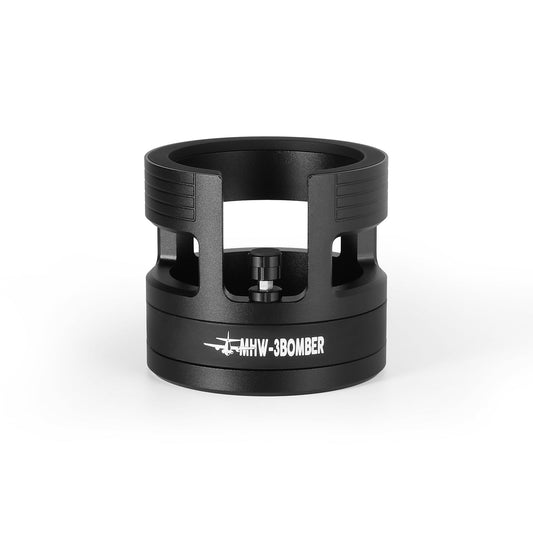 MHW-3BOMBER black coffee portafilter holder. Adjustable height, cushioning, silicone pad design. 