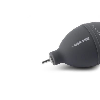 MHW-3BOMBER grey air blower for cleaning coffee tools, camera lenses, and keyboards. Stainless steel nozzle.