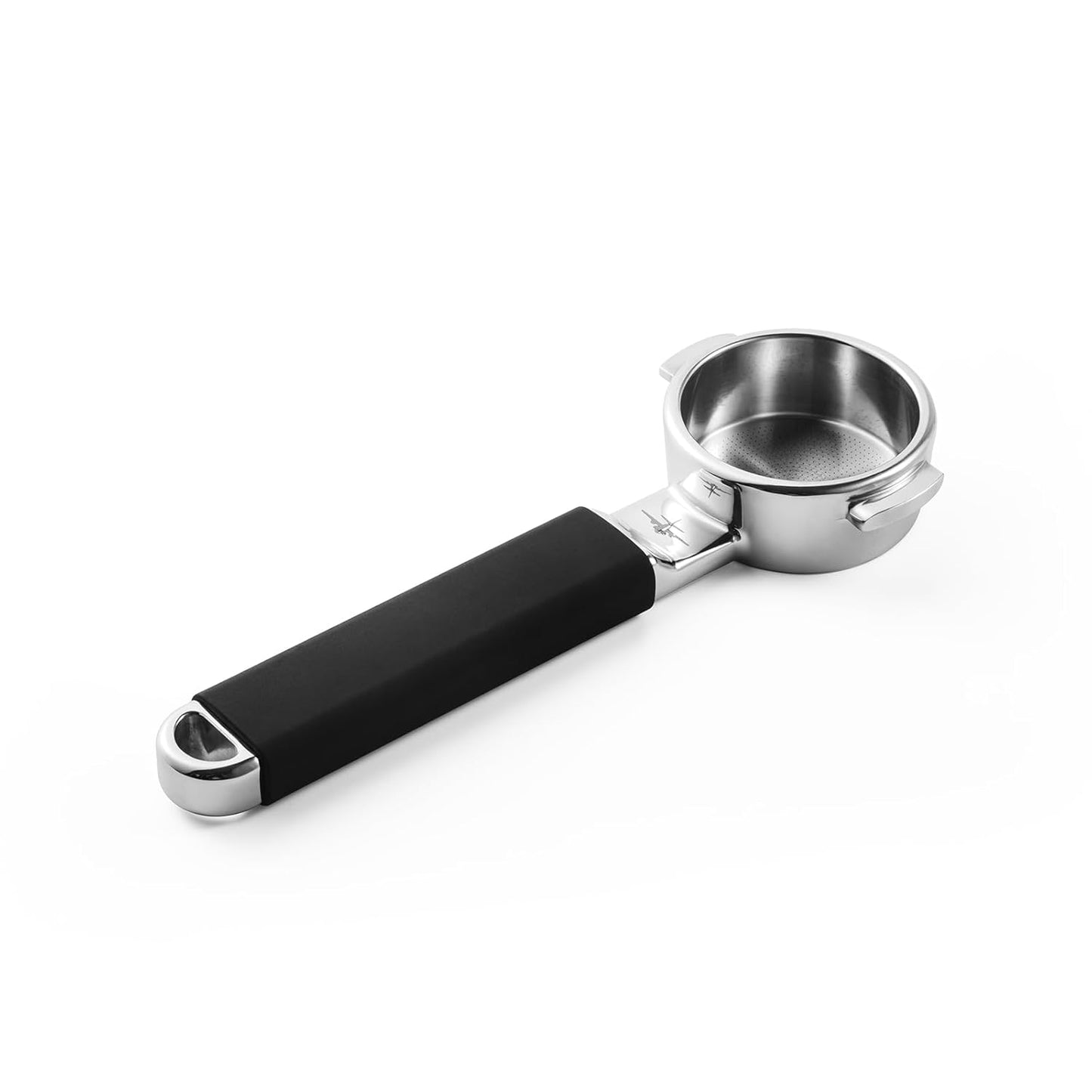 Coffee scoop with black handle on a white background