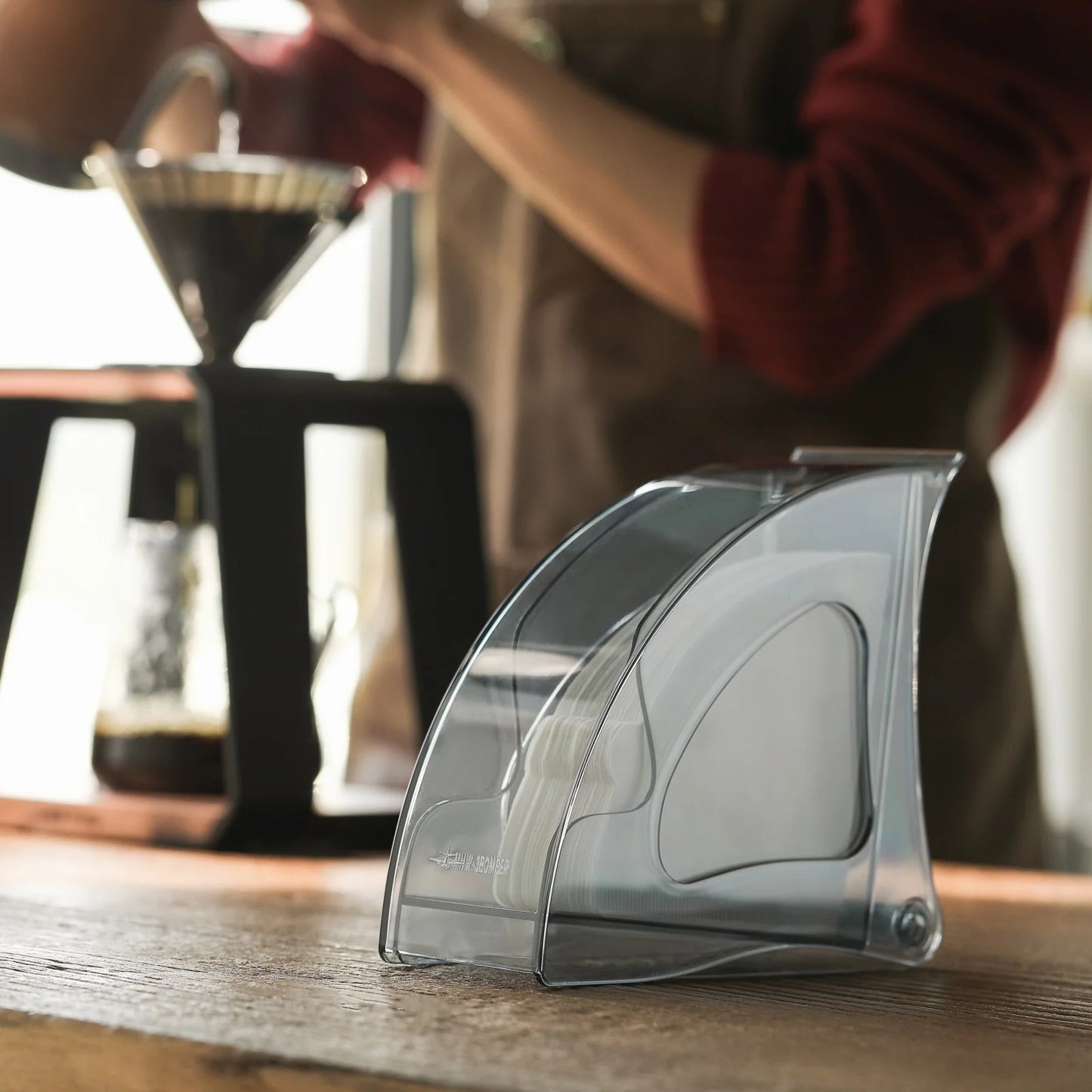 MHW-3BOMBER snail coffee filter holder, smoke grey plastic, holds 100 filters. Waterproof & Dustproof.