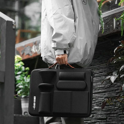 MHW-3BOMBER black portable pour-over set in carrying case. Modular design, premium material. 