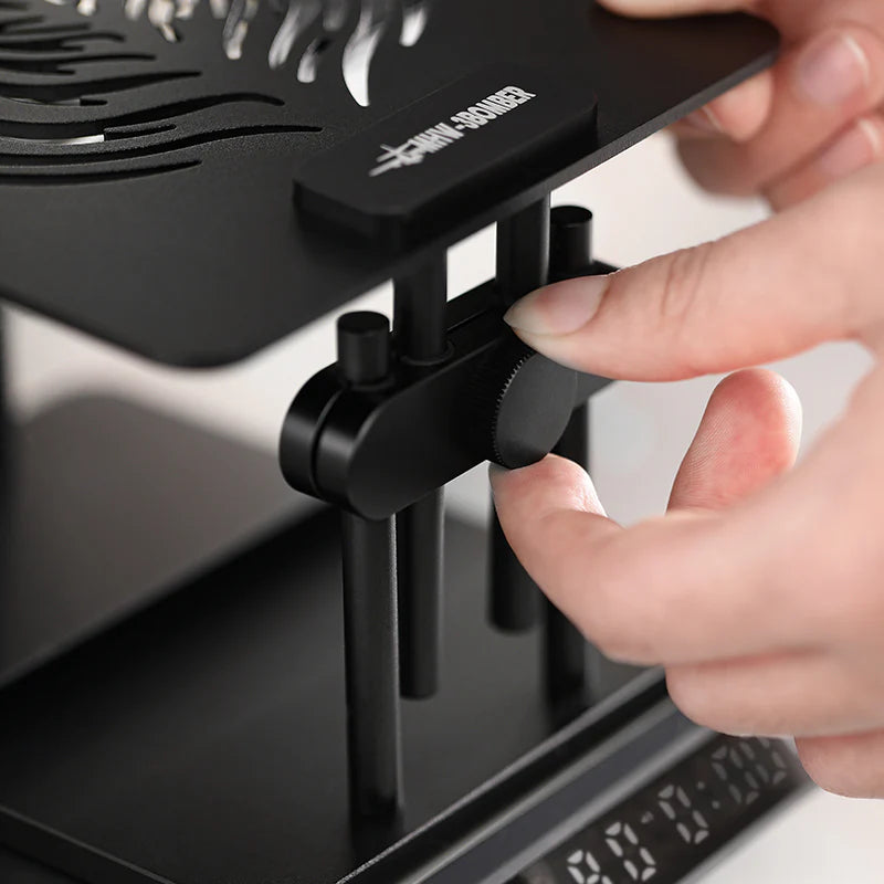 MHW-3BOMBER black coffee scale stand, adjustable height. Hand turning knob, waterproof barista tool.