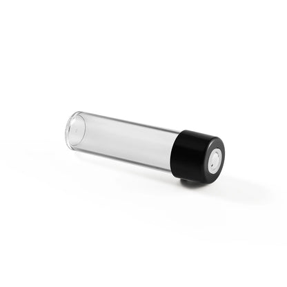 MHW-3BOMBER coffee energy tube. Clear tube with black cap for single dose coffee beans.