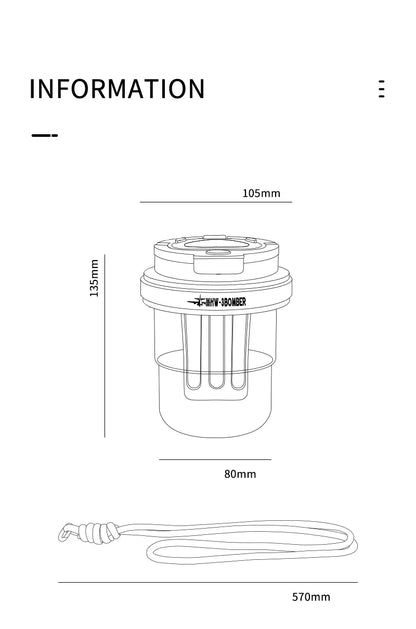 MHW-3BOMBER Ice Cool Cold Brew Cup dimensions diagram. Transparent body with strap, 530ml capacity. 