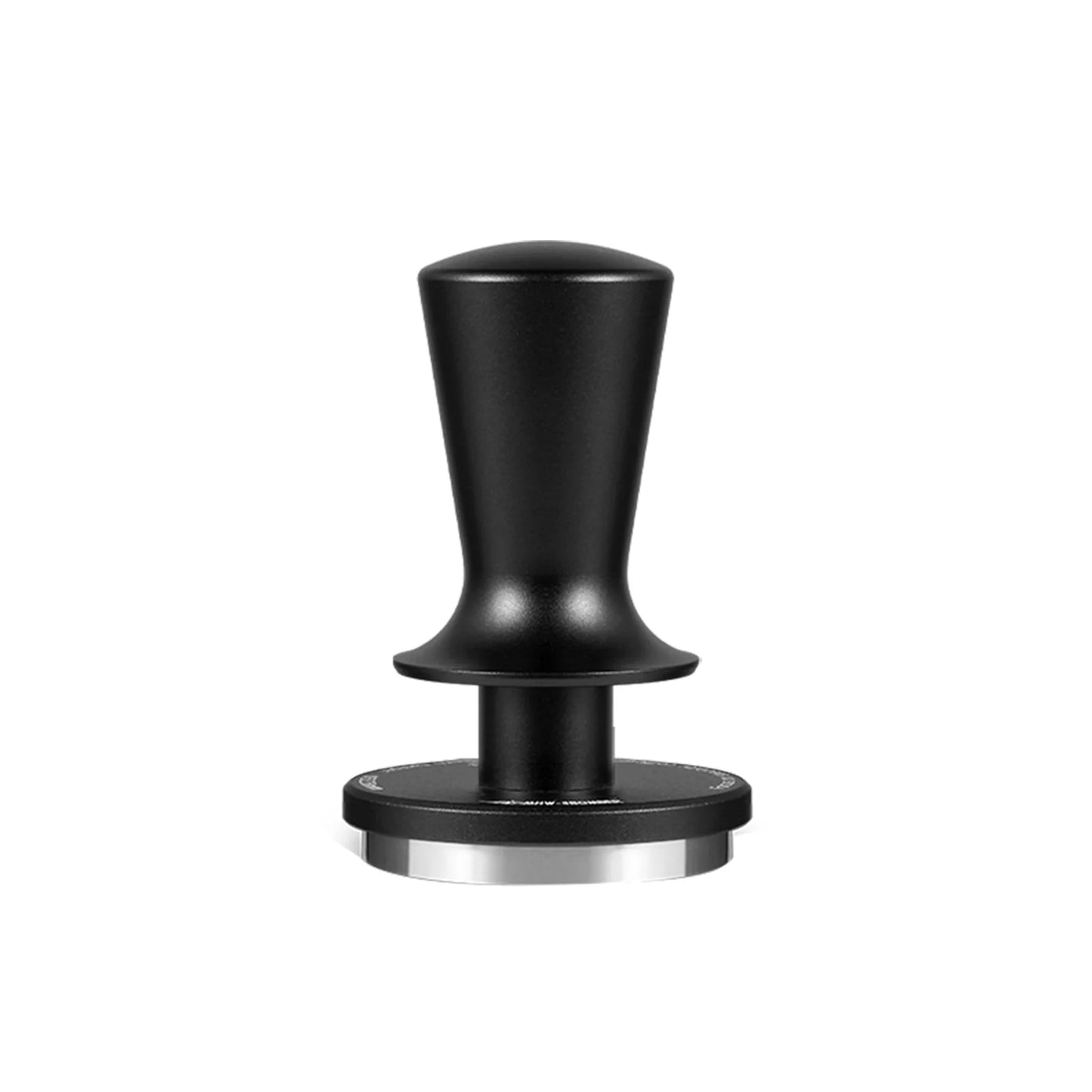 MHW-3BOMBER black tamper. Ripple base espresso tool for tamping coffee grounds.