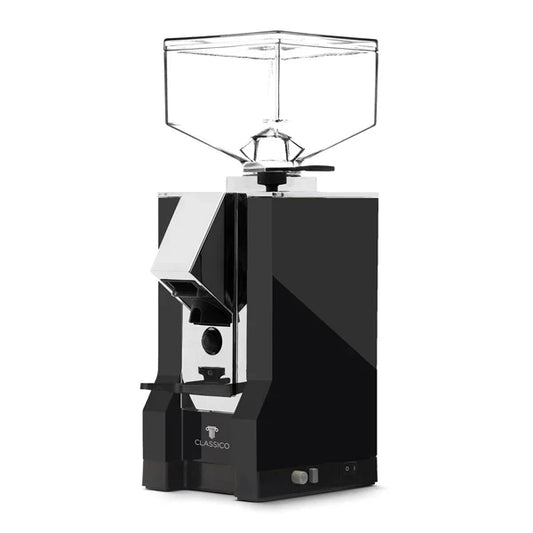Eureka Mignon Classico coffee grinder. Black, with hopper. 50mm flat burr, electric. Italian made.