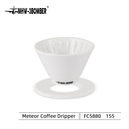 MHW-3BOMBER Meteor Coffee Dripper, white ceramic with interior ribs for 1-2 persons. 