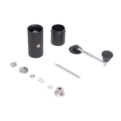 TIMEMORE Chestnut C5 Pro Esp disassembled into body, catch cup, crank, burr and shims