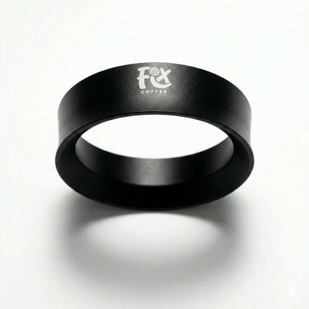 Black ring with a brand logo on a white background