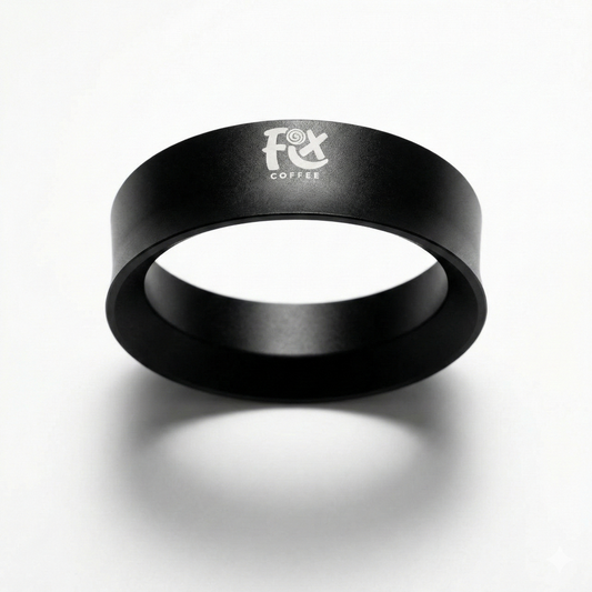 Black ring with a brand logo on a white background