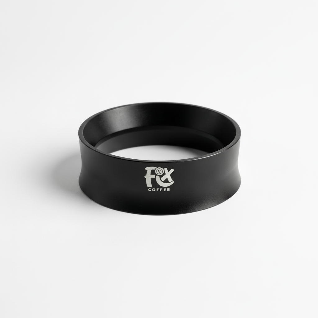 Black coffee filter with 'FX Coffee' logo on a white background