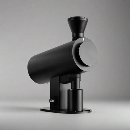 DF83V coffee grinder, black, with variable speed control and flat burrs for precise grinding.