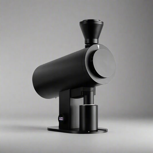 DF83V coffee grinder, black, with variable speed control and flat burrs for precise grinding.