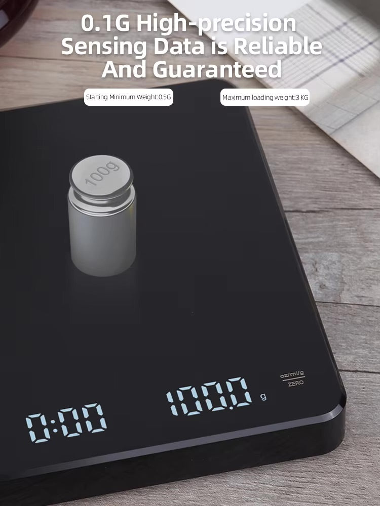 HiBREW Weighing Scale with Timer, precision measuring, black surface, suitable for coffee brewing.