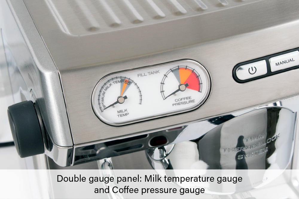 WPM KD-270 twin-thermoblock double gauge panel detail