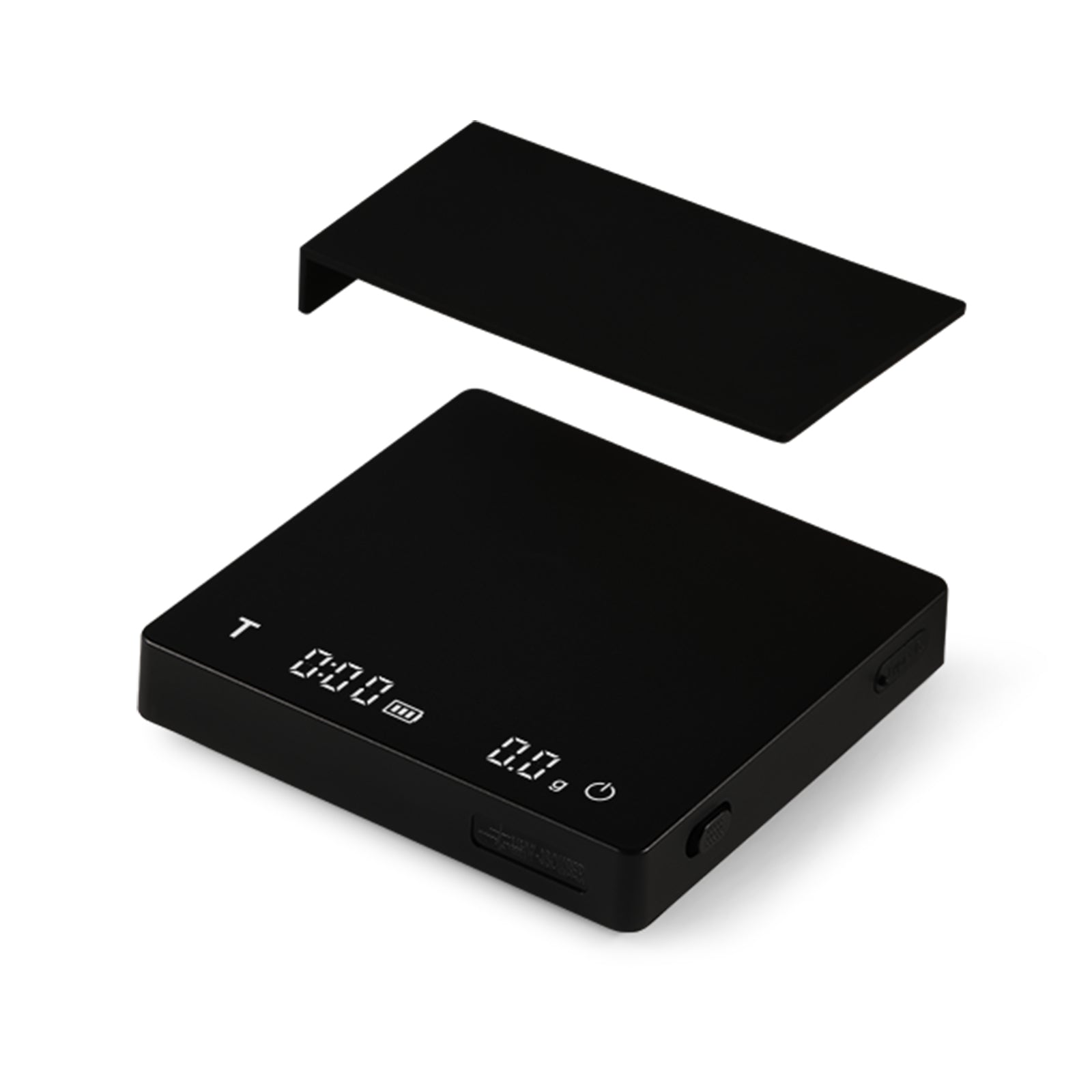 The MHW-3BOMBER Cube Coffee Scale 2.0 Mini boasts a sleek black design with a removable cover, high precision, an LCD display for weight and timer functions, and USB rechargeability for convenience.