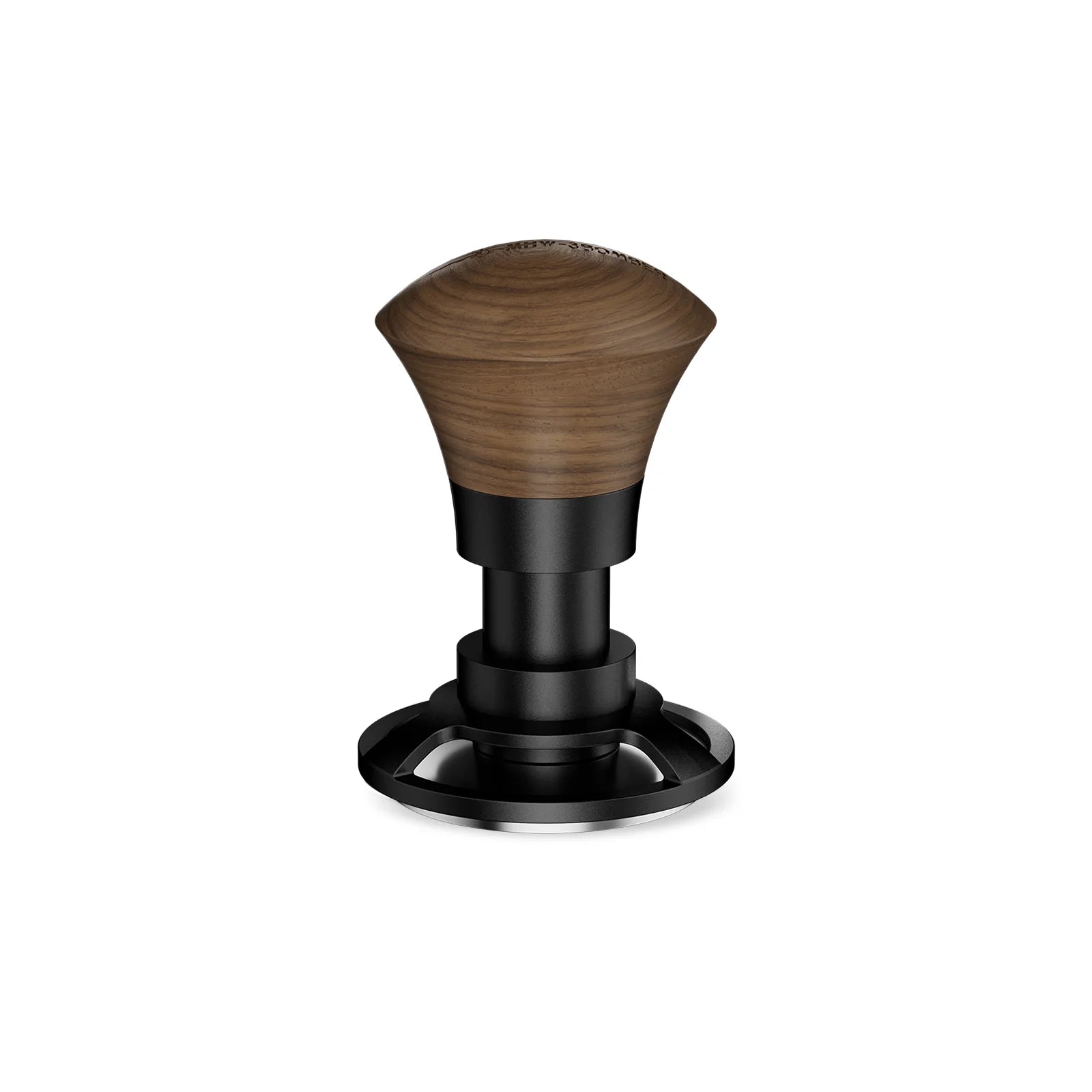 The MHW-3BOMBER Armor Series Coffee Tamper 2.0 boasts a wooden handle with a smooth finish and a metal base. It features adjustable tamping depth for precision espresso preparation, offering a stylish and modern look against a plain white background.