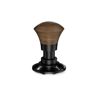 The MHW-3BOMBER Armor Series Coffee Tamper 2.0 boasts a wooden handle with a smooth finish and a metal base. It features adjustable tamping depth for precision espresso preparation, offering a stylish and modern look against a plain white background.