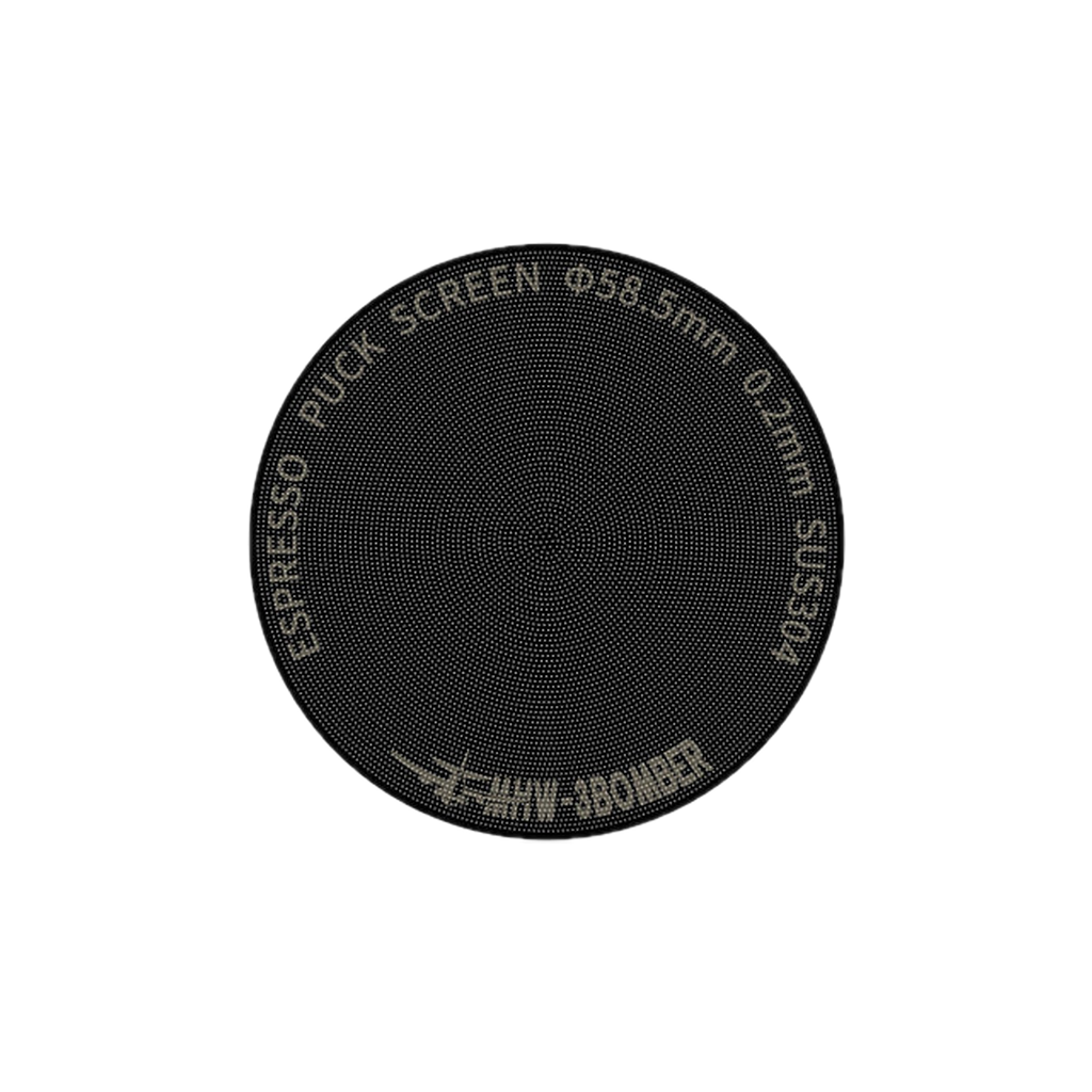MHW-3BOMBER Espresso Puck Screen Titanium Plated Black — product hero on pure white