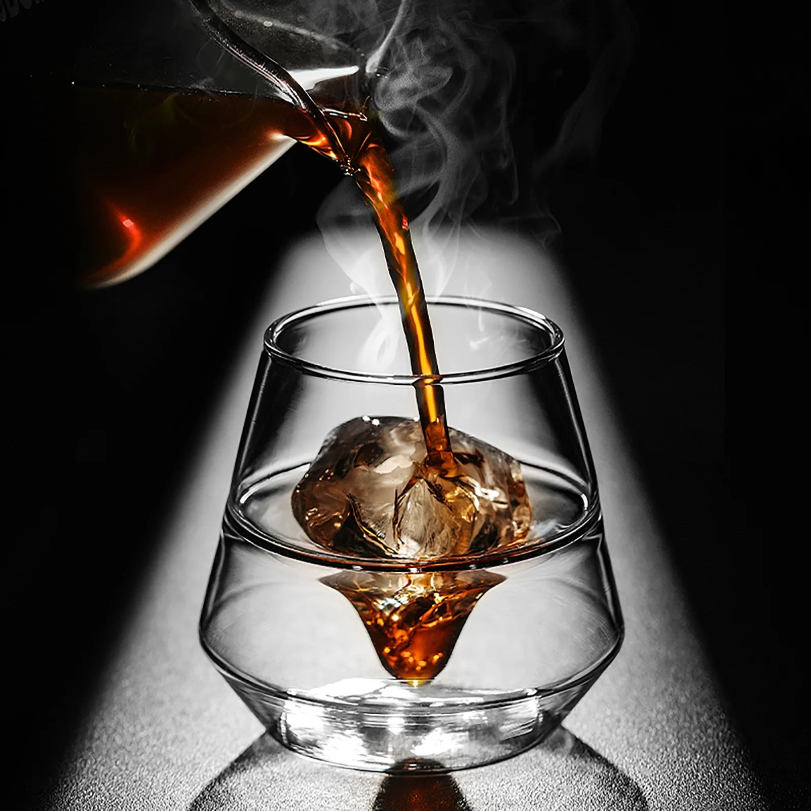 MHW-3BOMBER DW Series glass with drink pouring. Double-walled, heat-resistant design. Clear. 