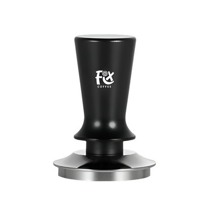 FIX COFFEE tamper, black handle, stainless steel base. Constant force espresso tamping tool.