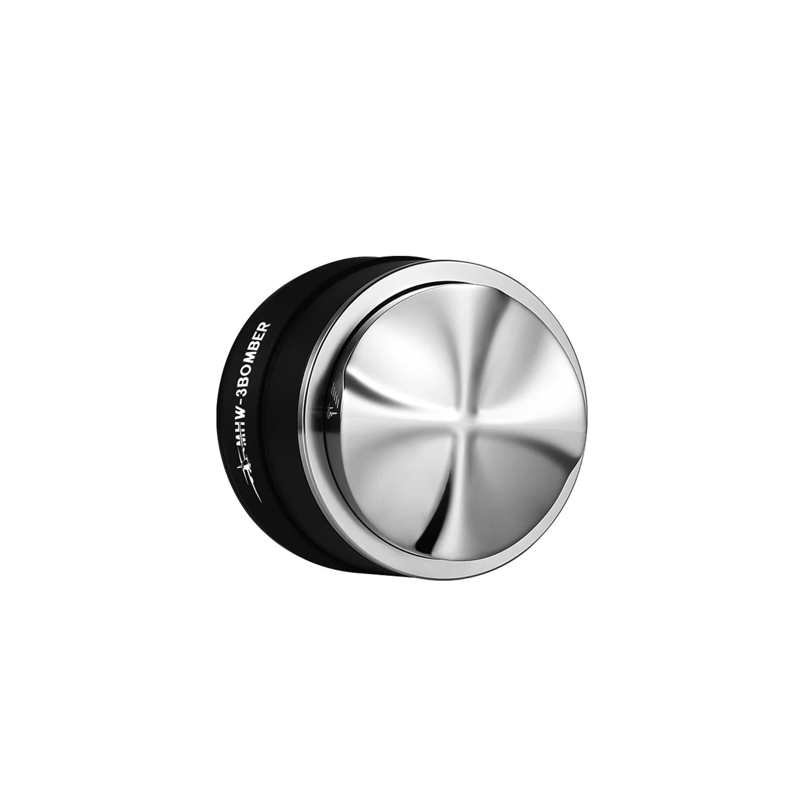MHW-3BOMBER YU Series coffee distributor; Black base with silver top. Features infinite adjustment.